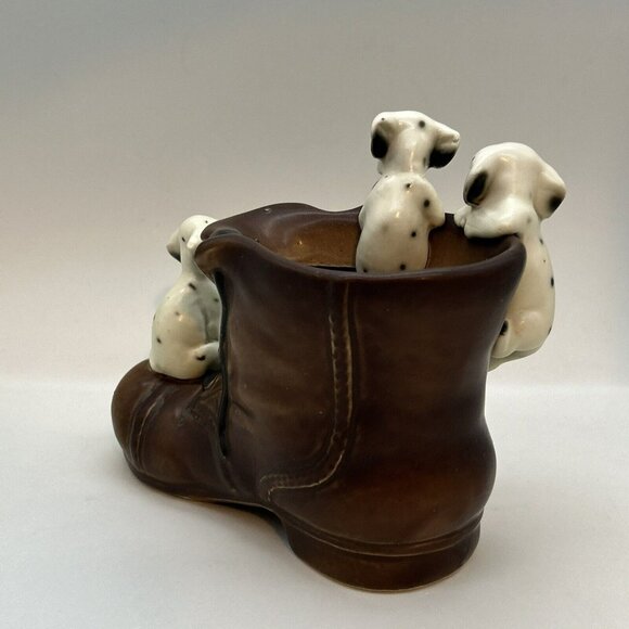 Vtg Lipper and Mann Porcelian Playful Dalmatian‎ Puppy/Dog  in Boot Firehouse - Picture 4 of 13